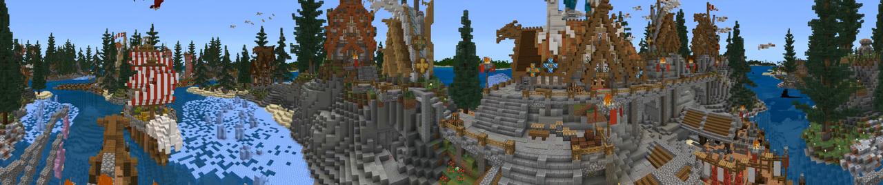 Panorama of the Minecraft Bedrock Marketplace product Viking Coast created by Shaliquinn's Schematics.