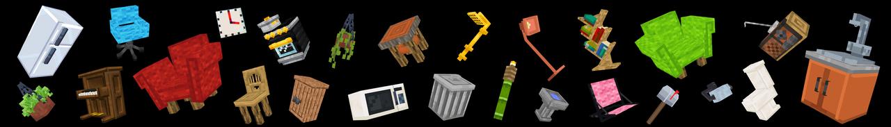 Panorama of the Minecraft Bedrock Marketplace product 3000 Furniture Blocks created by Shapescape.