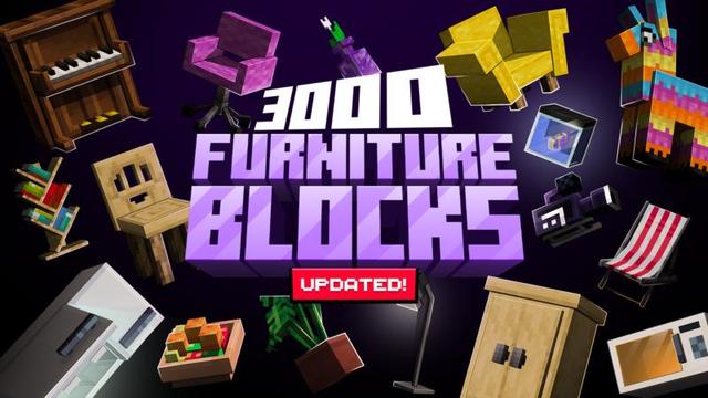 Thumbnail of the Minecraft Bedrock Marketplace product 3000 Furniture Blocks created by Shapescape.