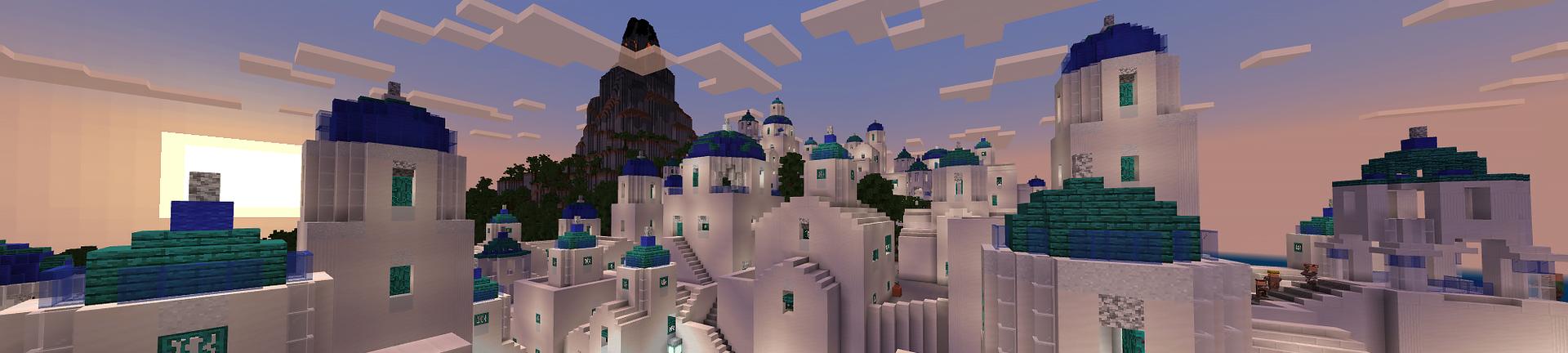 Panorama of the Minecraft Bedrock Marketplace product Beach Village created by Shapescape.
