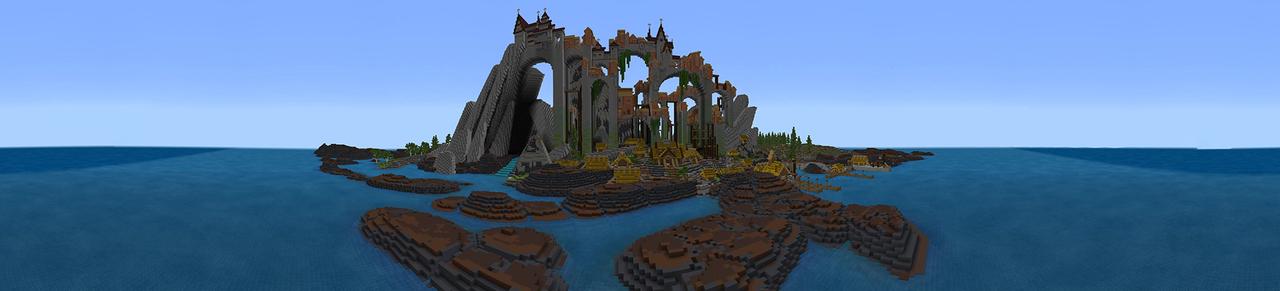 Panorama of the Minecraft Bedrock Marketplace product Bridgetown created by Shapescape.