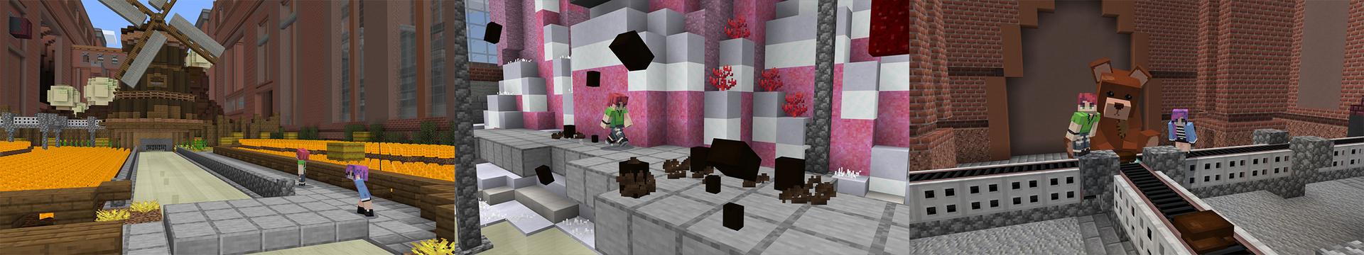 Panorama of the Minecraft Bedrock Marketplace product Chocolate Factory created by Shapescape.
