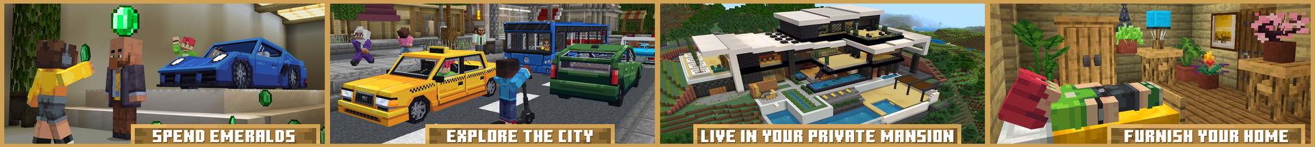 Panorama of the Minecraft Bedrock Marketplace product City Life created by Shapescape.