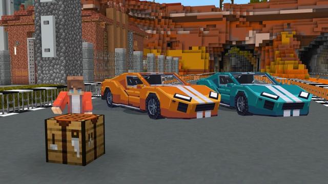 Screenshot of the Minecraft Bedrock Marketplace product Craftable Vehicles created by Shapescape.