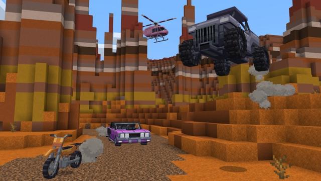 Screenshot of the Minecraft Bedrock Marketplace product Craftable Vehicles created by Shapescape.