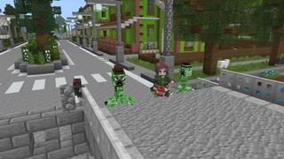 Screenshot of the Minecraft Bedrock Marketplace product Creeperville created by Shapescape.