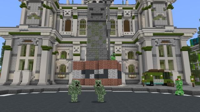 Screenshot of the Minecraft Bedrock Marketplace product Creeperville created by Shapescape.
