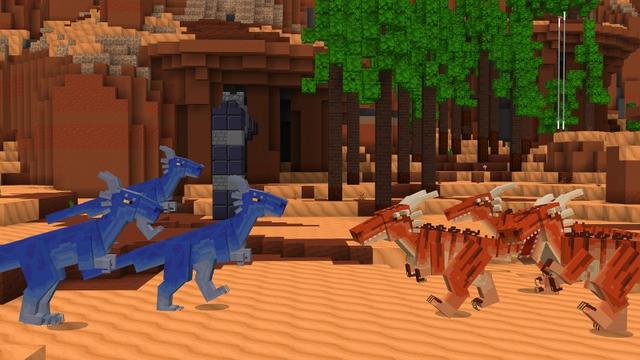 Screenshot of the Minecraft Bedrock Marketplace product Dinosaur Battle created by Shapescape.