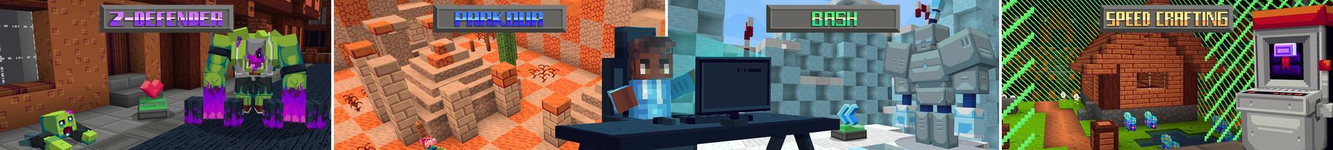 Panorama of the Minecraft Bedrock Marketplace product E-Sports Tycoon created by Shapescape.