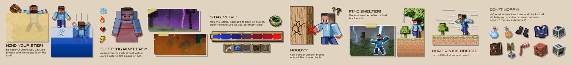 Panorama of the Minecraft Bedrock Marketplace product Extreme Survival Add-On created by Shapescape.