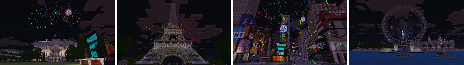 Panorama of the Minecraft Bedrock Marketplace product Firework Show created by Shapescape.