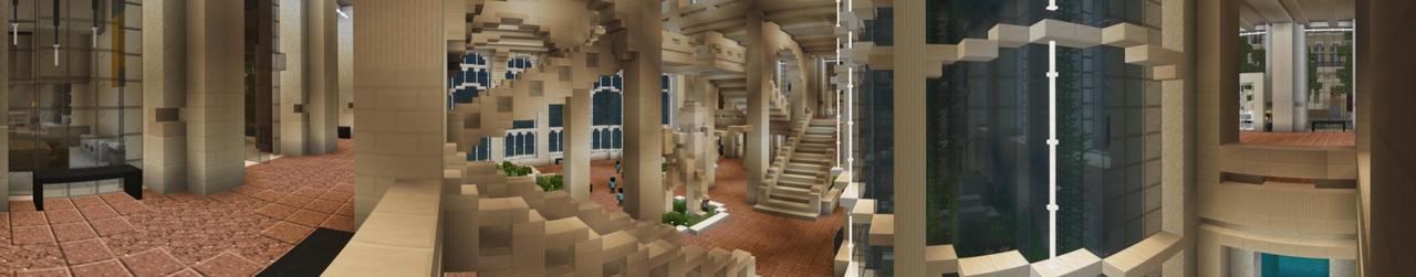 Panorama of the Minecraft Bedrock Marketplace product Grand Hotel created by Shapescape.