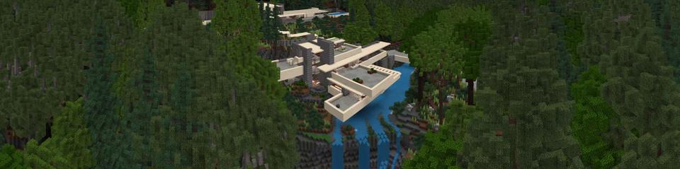 Panorama of the Minecraft Bedrock Marketplace product Modern Mansion: Fallingwater created by Shapescape.