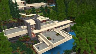 Screenshot of the Minecraft Bedrock Marketplace product Modern Mansion: Fallingwater created by Shapescape.