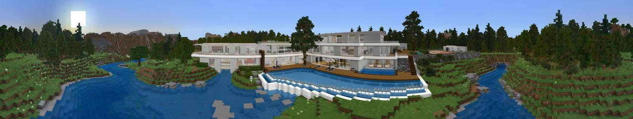 Panorama of the Minecraft Bedrock Marketplace product Modern Mansion created by Shapescape.