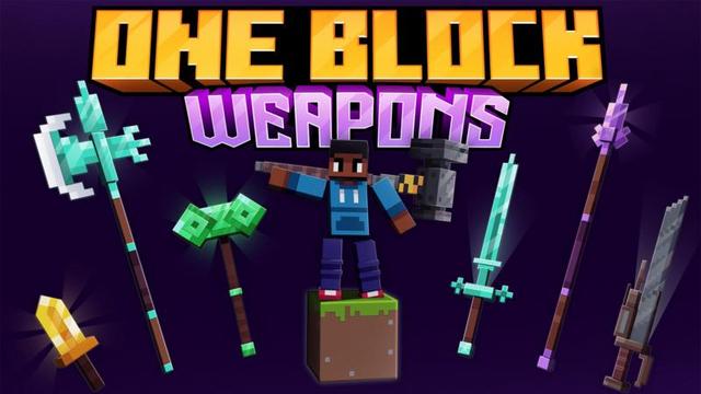 Thumbnail of the Minecraft Bedrock Marketplace product One Block Weapons created by Shapescape.