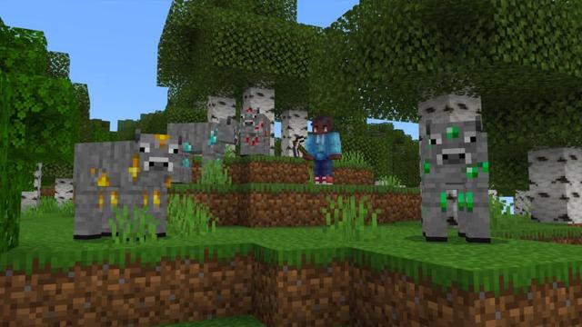 Screenshot of the Minecraft Bedrock Marketplace product Ore Mobs created by Shapescape.