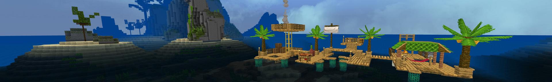 Panorama of the Minecraft Bedrock Marketplace product Real Raft Survival created by Shapescape.