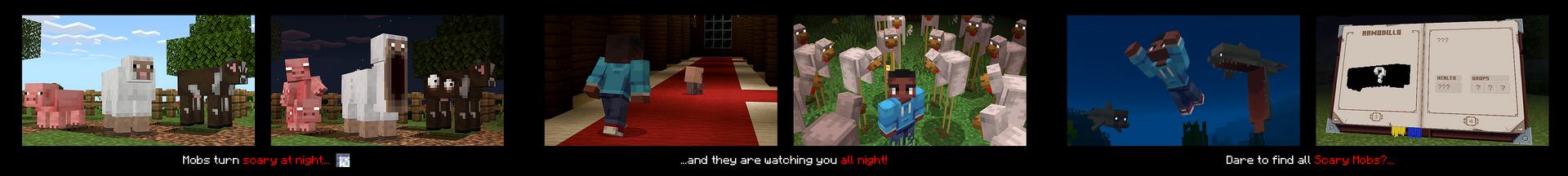 Panorama of the Minecraft Bedrock Marketplace product Scary Mobs Add-On created by Shapescape.