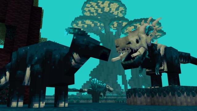 Screenshot of the Minecraft Bedrock Marketplace product Sculk Dinosaurs created by Shapescape.