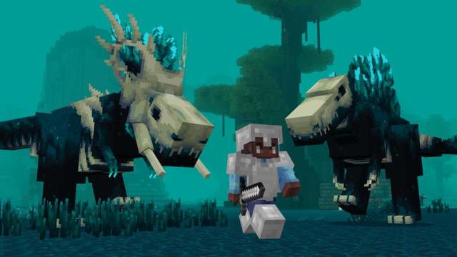 Screenshot of the Minecraft Bedrock Marketplace product Sculk Dinosaurs created by Shapescape.