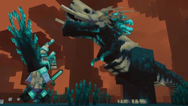 Screenshot of the Minecraft Bedrock Marketplace product Sculk Dinosaurs created by Shapescape.
