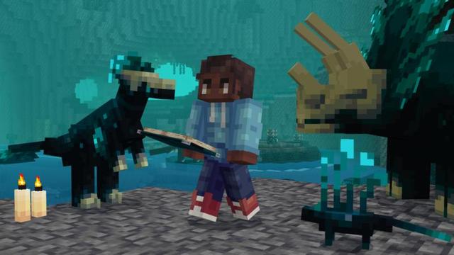 Screenshot of the Minecraft Bedrock Marketplace product Sculk Dinosaurs created by Shapescape.