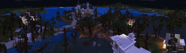 Panorama of the Minecraft Bedrock Marketplace product Swamp Monster Mansion created by Shapescape.