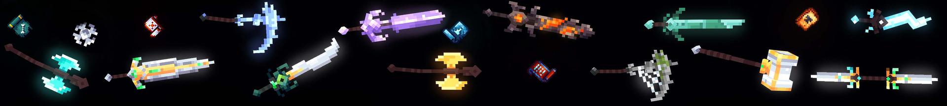 Panorama of the Minecraft Bedrock Marketplace product Weapons Expansion Fantasy created by Shapescape.