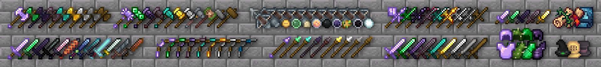 Panorama of the Minecraft Bedrock Marketplace product Weapons Expansion 2 created by Shapescape.