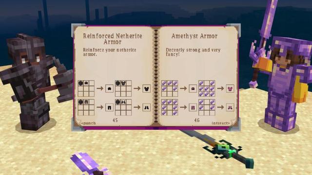 Screenshot of the Minecraft Bedrock Marketplace product WEAPONS + ARMOR Expansion created by Shapescape.