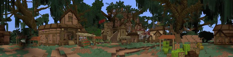 Panorama of the Minecraft Bedrock Marketplace product Woodville created by Shapescape.
