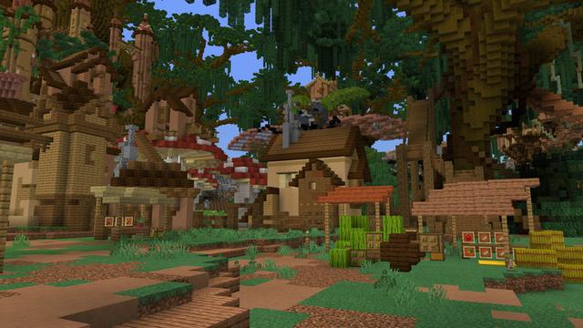 Screenshot of the Minecraft Bedrock Marketplace product Woodville created by Shapescape.