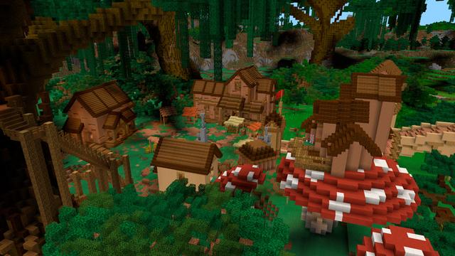 Screenshot of the Minecraft Bedrock Marketplace product Woodville created by Shapescape.