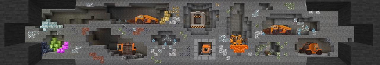 Panorama of the Minecraft Bedrock Marketplace product World of Mining created by Shapescape.