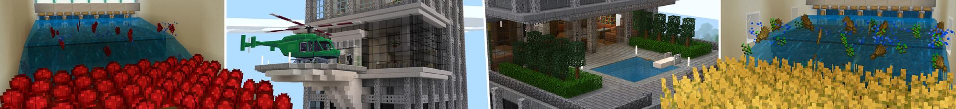 Panorama of the Minecraft Bedrock Marketplace product World´s Tallest Skyscraper created by Shapescape.