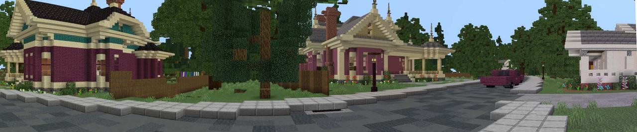 Panorama of the Minecraft Bedrock Marketplace product The Suburbs created by ShapeStudio.