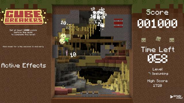 Screenshot of the Minecraft Bedrock Marketplace product Cube Breakers created by Simply Brilliant.