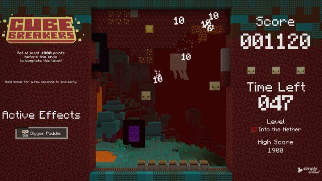 Screenshot of the Minecraft Bedrock Marketplace product Cube Breakers created by Simply Brilliant.