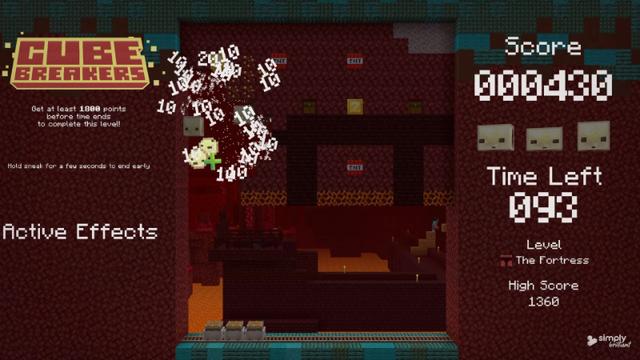 Screenshot of the Minecraft Bedrock Marketplace product Cube Breakers created by Simply Brilliant.