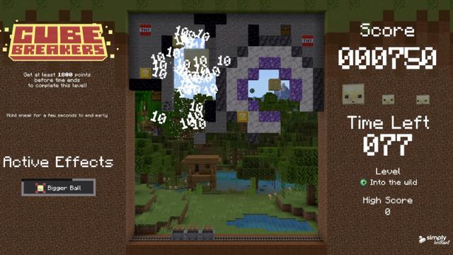 Screenshot of the Minecraft Bedrock Marketplace product Cube Breakers created by Simply Brilliant.