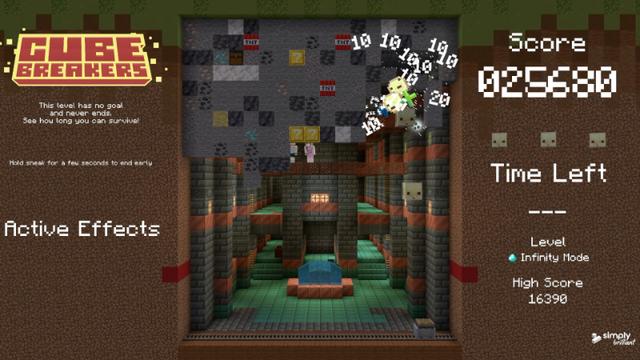 Screenshot of the Minecraft Bedrock Marketplace product Cube Breakers created by Simply Brilliant.