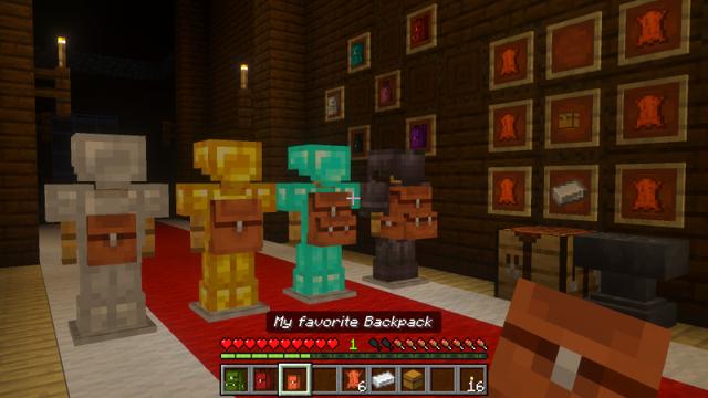 Screenshot of the Minecraft Bedrock Marketplace product Simply Backpacks Add-On created by Simply Brilliant.