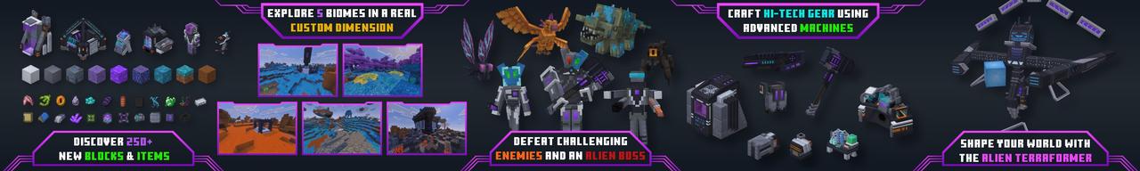 Panorama of the Minecraft Bedrock Marketplace product Alien Dimension Add-On created by Skilendarz.