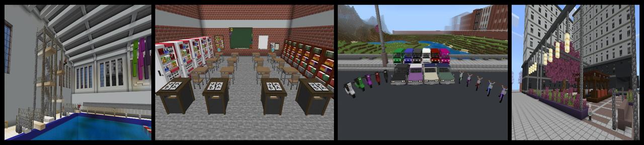 Panorama of the Minecraft Bedrock Marketplace product Anime City created by Snail Studios.