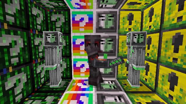 Screenshot of the Minecraft Bedrock Marketplace product Hacker Lucky Blocks created by Snail Studios.