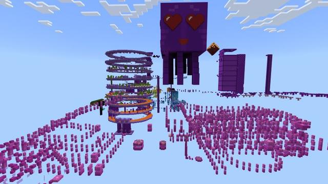 Screenshot of the Minecraft Bedrock Marketplace product Rainbow Parkour created by Snail Studios.