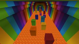 Screenshot of the Minecraft Bedrock Marketplace product Rainbow Parkour created by Snail Studios.