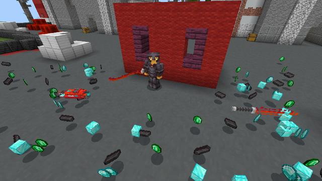 Screenshot of the Minecraft Bedrock Marketplace product Red vs Blue: Hacker bases created by Snail Studios.