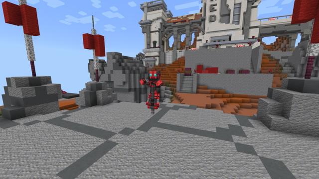 Screenshot of the Minecraft Bedrock Marketplace product Red Vs Blue Lucky Blocks created by Snail Studios.